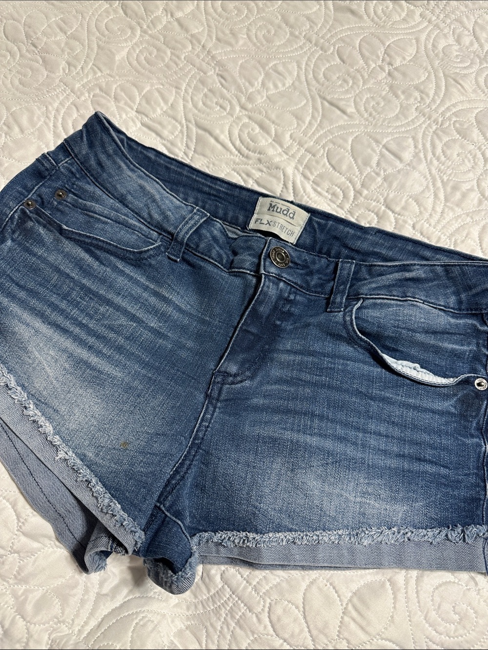 Mudd Dark Blue Distressed Denim Shorts